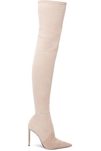 Tom Ford Stretch-suede Over-the-knee Boots In Cream | ModeSens