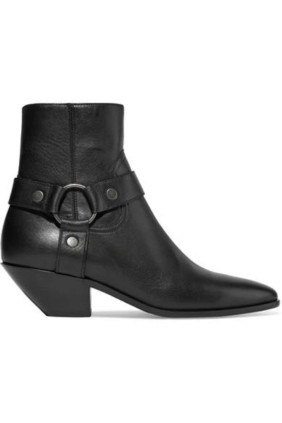 Shop Saint Laurent West Leather Ankle Boots In Black