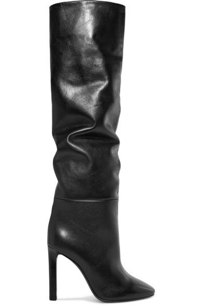 Shop Saint Laurent Kate Leather Knee Boots In Black