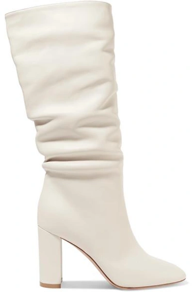 Shop Gianvito Rossi Laura 85 Leather Knee Boots In White