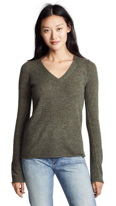Shop Atm Anthony Thomas Melillo Cashmere V Neck Sweater In Heather Army