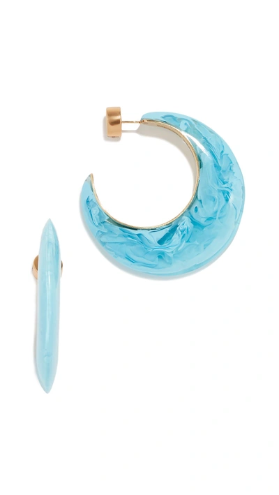 Shop Dinosaur Designs Marbled And Metal Medium Hoop Earrings In Powder Blue