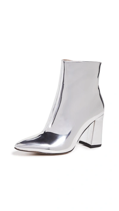 Shop Matiko Lucinda Block Heel Booties In Silver