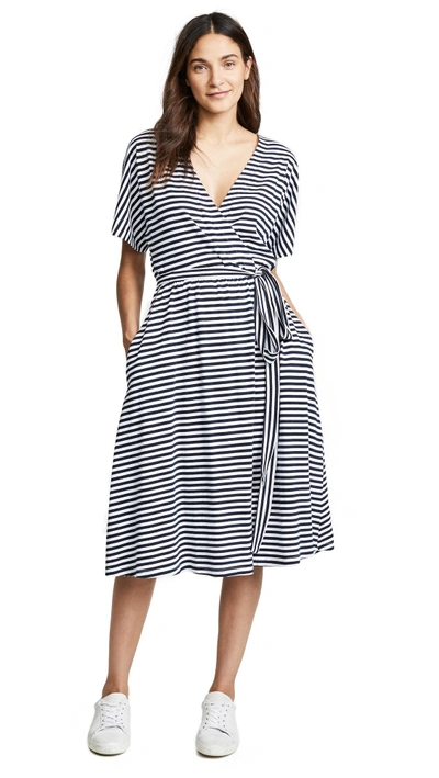 Shop Mds Stripes Rose Wrap Dress In Navy/white Stripe