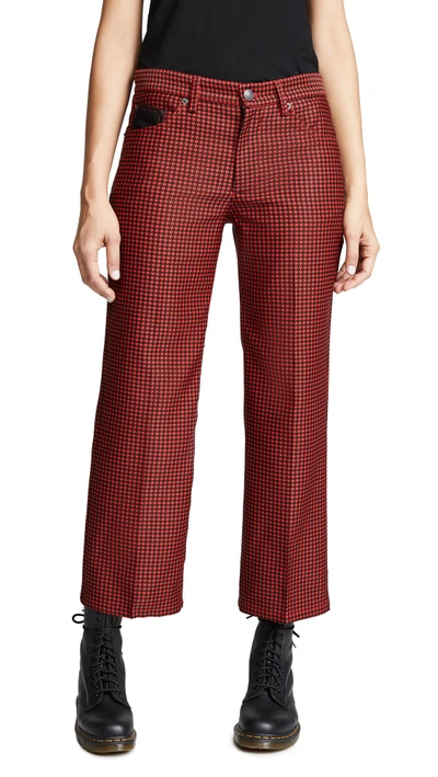 Shop Marc Jacobs Houndstooth Twill Cropped Pants In Black/red