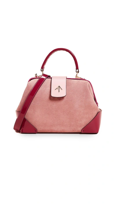 Shop Manu Atelier Suede Frame Bag In Cameo Rose/fuchsia/pink