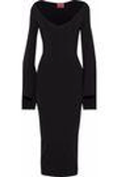 Shop Solace London Woman Mila Stretch-knit Midi Dress Black