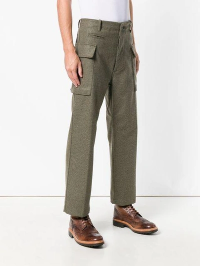Shop East Harbour Surplus Straight Leg High Waisted Trousers In Green