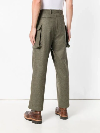 Shop East Harbour Surplus Straight Leg High Waisted Trousers In Green