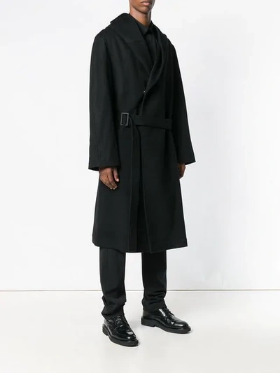 Shop Yohji Yamamoto Double Breasted Coat In Black