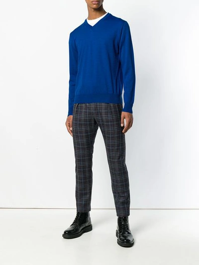 Shop Canali V-neck Sweater - Blue