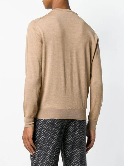 Shop Canali V-neck Sweater In Brown