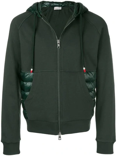 Shop Moncler Quilted Insert Hoodie - Green