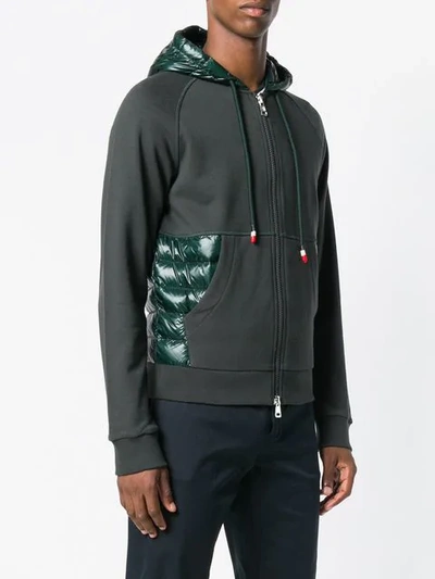 Shop Moncler Quilted Insert Hoodie - Green
