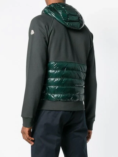 Shop Moncler Quilted Insert Hoodie - Green