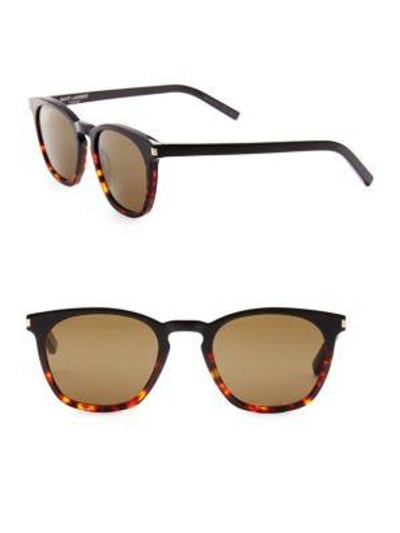 Shop Saint Laurent 51mm Tortoise Square Sunglasses In Black