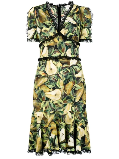 Shop Dolce & Gabbana Pear Print Dress - Green