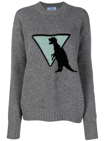 Prada Dinosaur Sweater Grey ModeSens