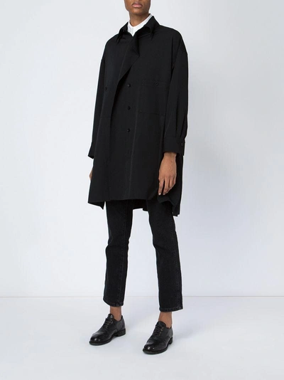 Shop Yohji Yamamoto Buttoned Coat - Black