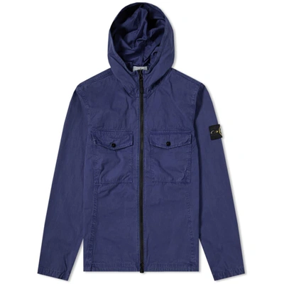 Stone island garment 2025 dyed hooded zip shirt