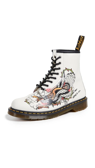 Shop Dr. Martens' Tattoo Usa 1460 8 Eye Boots In White Multi