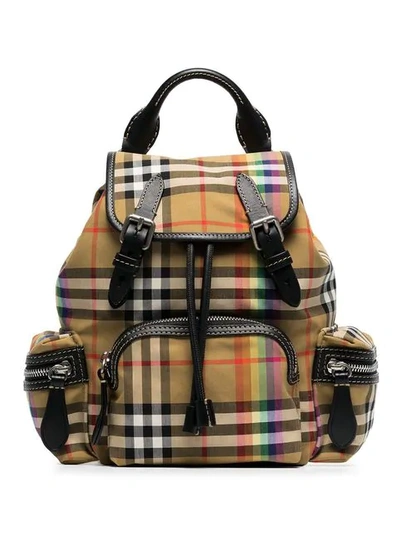 Shop Burberry Vintage Check And Rainbow Rucksack In Neutrals