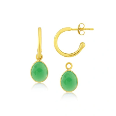 Auree Jewellery Manhattan Gold And Chrysoprase Interchangeable Gemstone Earrings