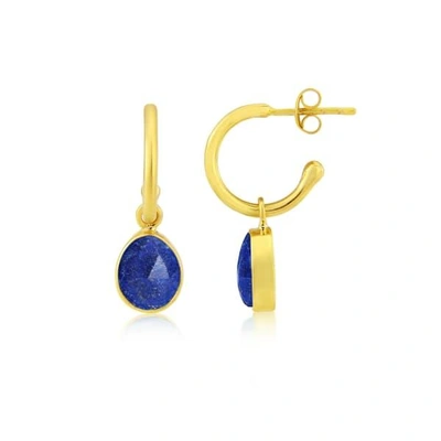 Auree Jewellery Manhattan Gold & Lapis Lazuli Interchangeable Gemstone Earrings