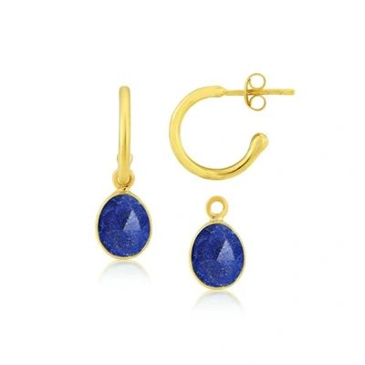 Auree Jewellery Manhattan Gold & Lapis Lazuli Interchangeable Gemstone Earrings