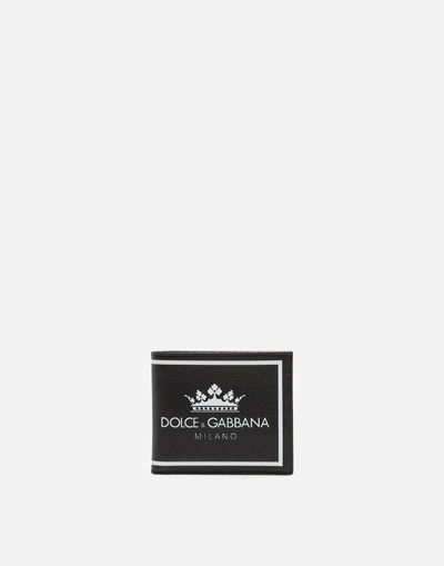 Shop Dolce & Gabbana Printed Dauphine Calfskin Wallet In Black