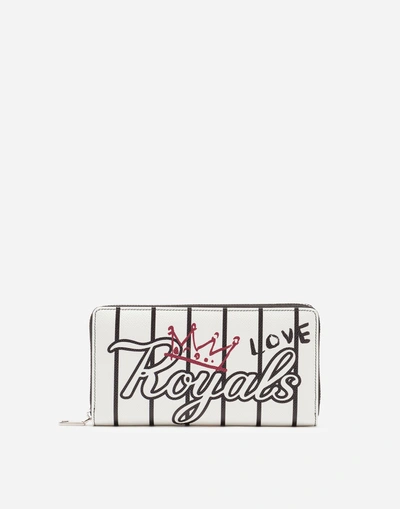 Shop Dolce & Gabbana Printed Dauphine Calfskin Wallet In White