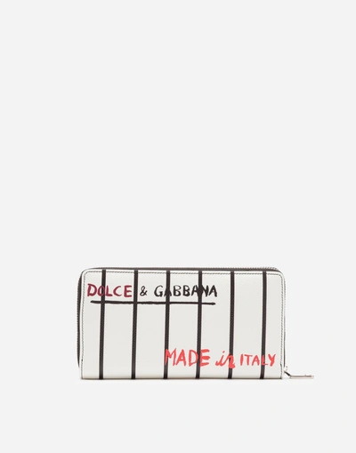 Shop Dolce & Gabbana Printed Dauphine Calfskin Wallet In White