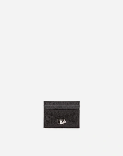 Shop Dolce & Gabbana Two-tone Dauphine Calfskin Card Holder In Black
