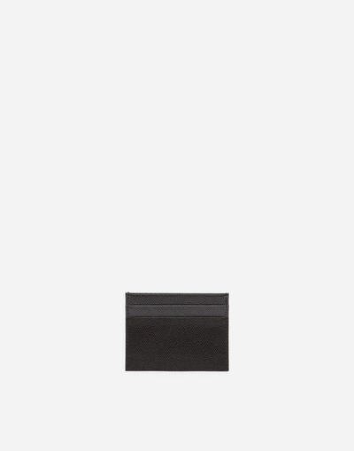 Shop Dolce & Gabbana Two-tone Dauphine Calfskin Card Holder In Black