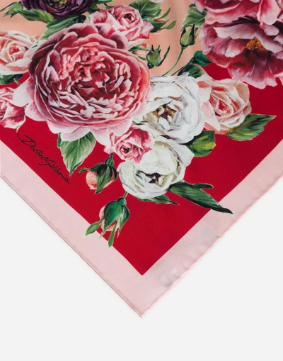 Shop Dolce & Gabbana Printed Silk Scarf (70 X 70) In Floral Print