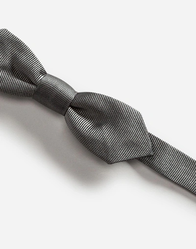 Shop Dolce & Gabbana Silk Bow Tie In Gray