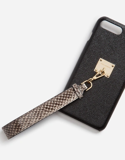 Shop Dolce & Gabbana Cover In Dauphine Calfskin With Ayers Snakeskin Wrist Strap In Multicolor