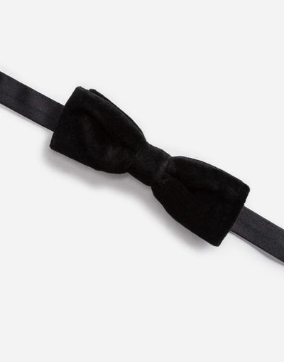 Shop Dolce & Gabbana Bow Tie In Velvet In Black