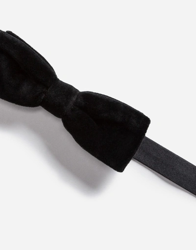 Shop Dolce & Gabbana Bow Tie In Velvet In Black