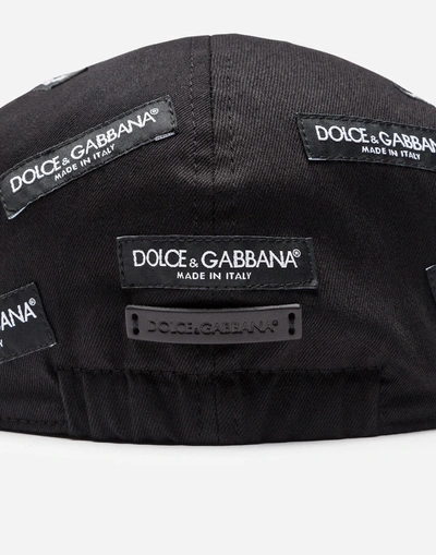 Shop Dolce & Gabbana Flat Cap In Stretch Cotton In Black