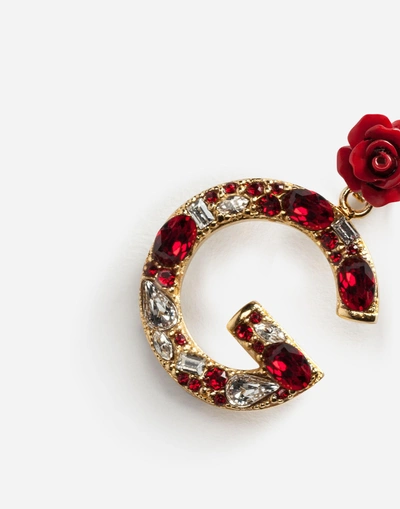 Shop Dolce & Gabbana Branded Drop Earrings In Gold