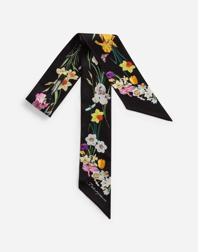 Shop Dolce & Gabbana Printed Silk Headband In Floral Print
