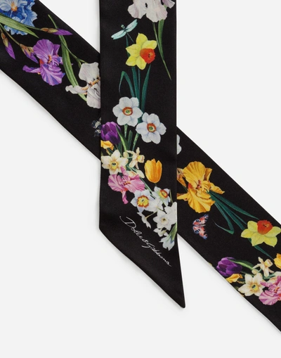Shop Dolce & Gabbana Printed Silk Headband In Floral Print