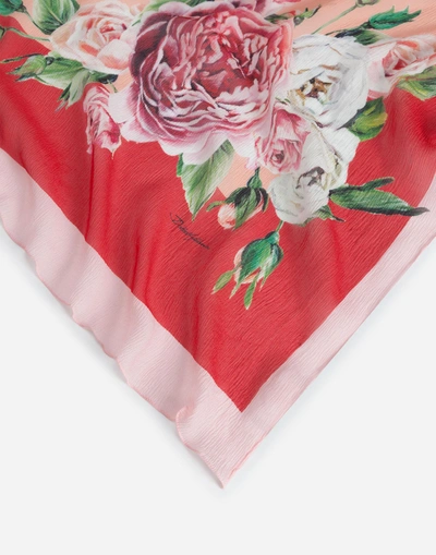 Shop Dolce & Gabbana Printed Silk Scarf (120 X 200) In Floral Print