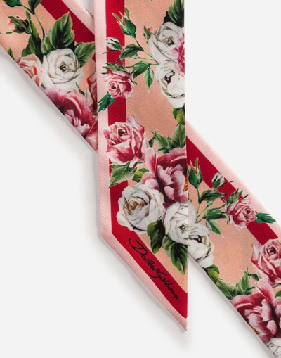 Shop Dolce & Gabbana Printed Silk Headband (6 X 100) In Majolica Print