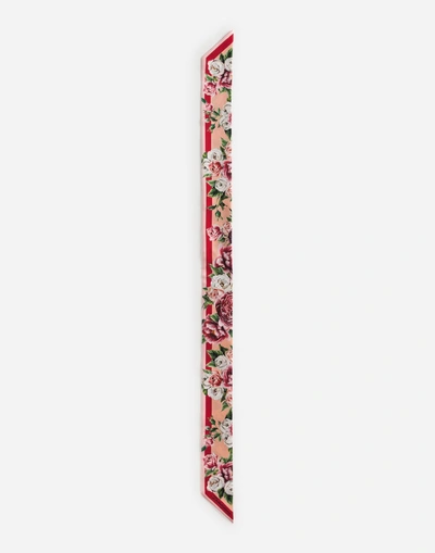 Shop Dolce & Gabbana Printed Silk Headband (6 X 100) In Majolica Print