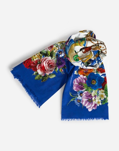 Shop Dolce & Gabbana Printed Cotton Sarong (110 X 190) In Majolica Print