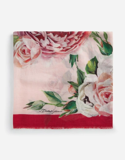 Shop Dolce & Gabbana Printed Silk And Cashmere Scarf (140 X 140) In Floral Print