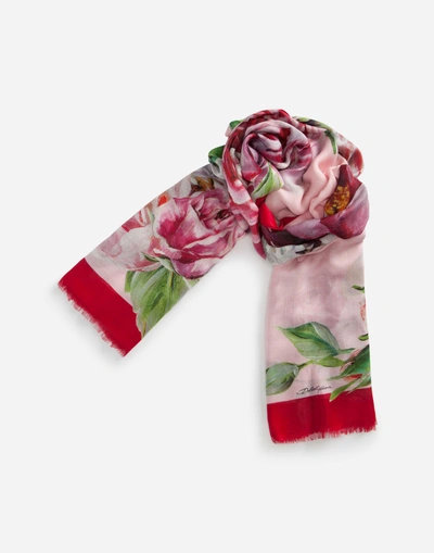 Shop Dolce & Gabbana Printed Modal And Cashmere Scarf (135 X 200) In Floral Print