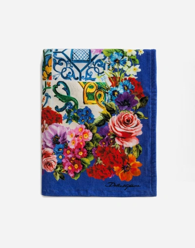 Shop Dolce & Gabbana Printed Terrycloth Beach Towel (115 X 185) In Majolica Print